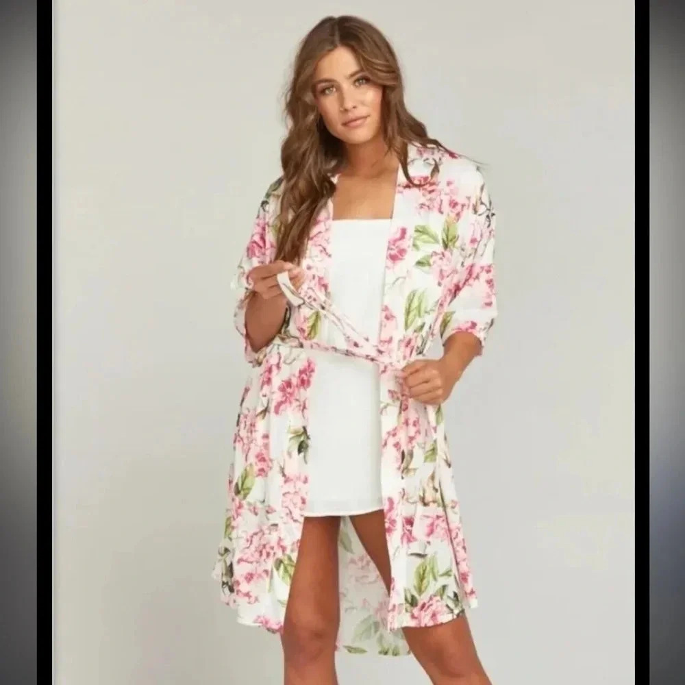 Show me your mumu one size floral short sleeve cotton cardigan kimono
